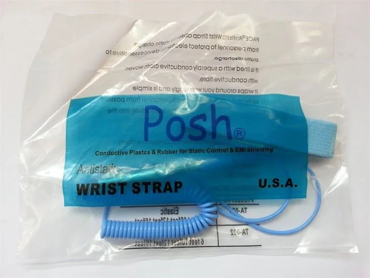 Anti static wrist strap, Blue 10ft PU Coil cord. Blue