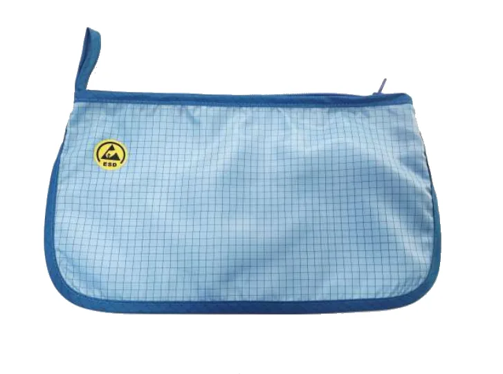 ESD Storage bag 5mm grid fabric polyester with zip closure ID: 300 x 170mm